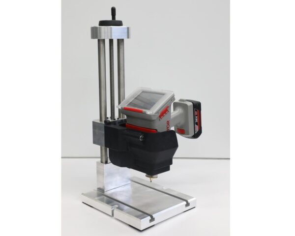 Portable dot peen machine mounted for benchtop marking