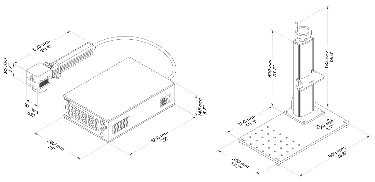 Datamark 4ix Class 4 marking laser dimensions