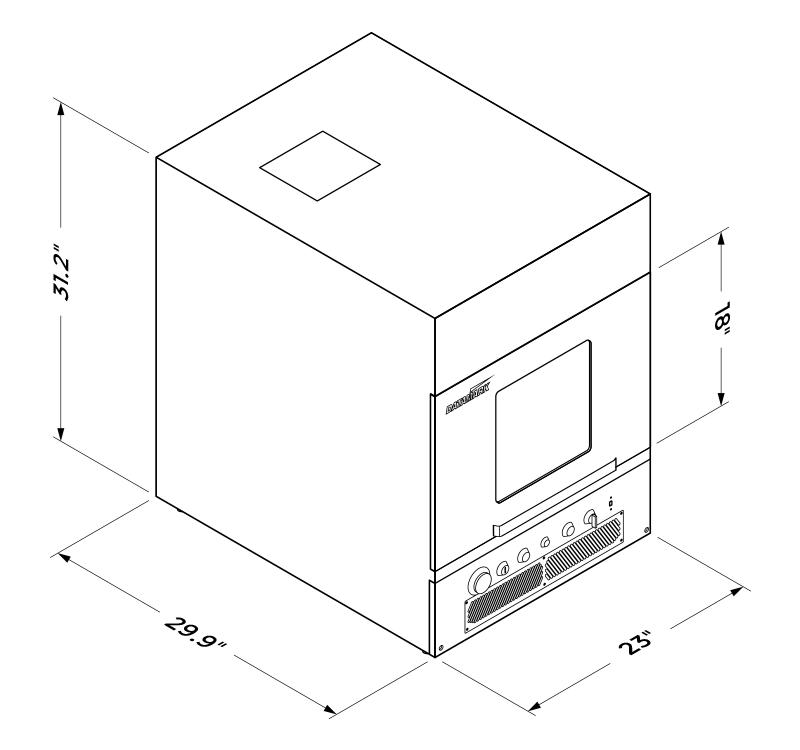 Datamark XL+ Class 1 Laser Marking Cabinet Dimensions