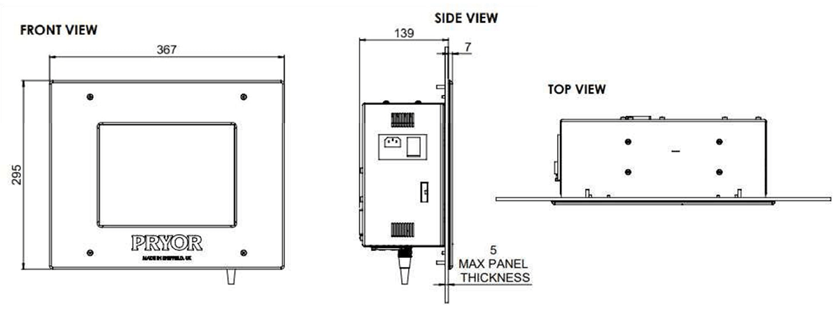 Pryor 4000 Integrator Controller dimensions