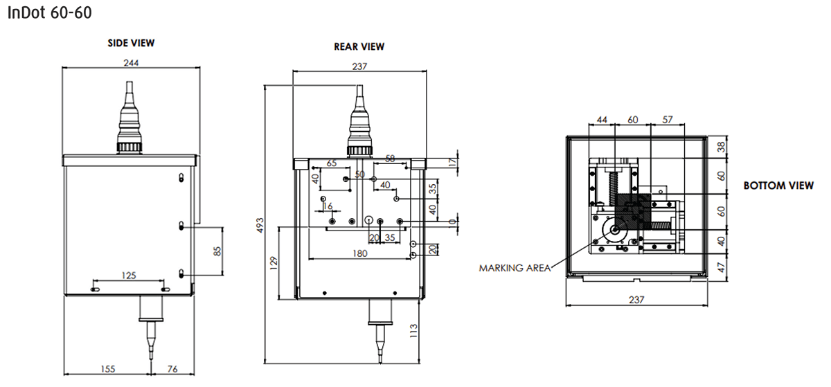 Pryor InDot 60-60 Marking Head Dimensions