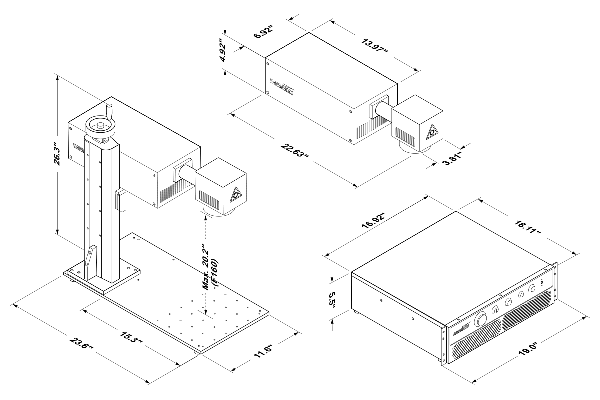 ECO+ UV Class 4 Laser Dimensions