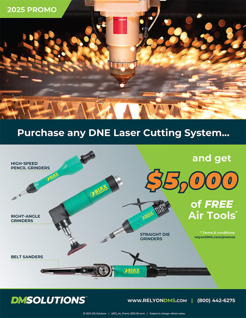 Purchase any DNE laser cutter and get $5,000 of free air tools